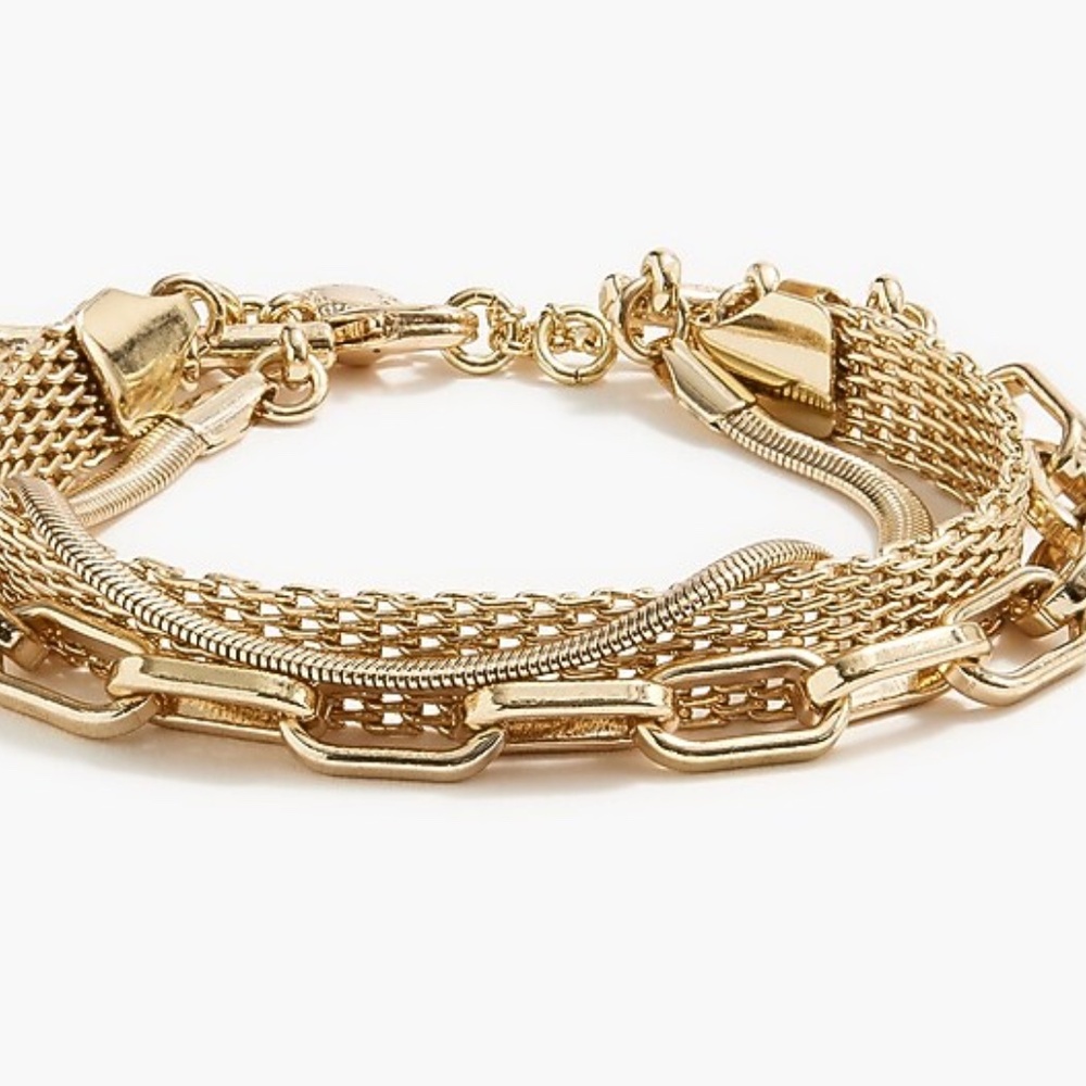 J. Crew Trip.e Chain Gold-plated mesh and chain link bracelet.